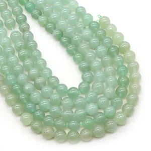Polished light green aventurine round stone beads for DIY jewelry and necklaces