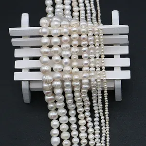 Natürliche weiße Süßwasserperlen in verschiedenen Größen für DIY-Schmuck und Halsketten