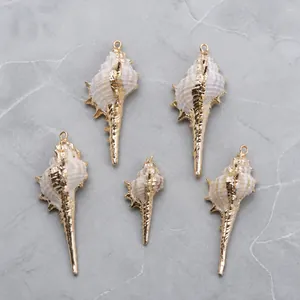 Natuurlijke Conch Schelp Hanger Met Vergulde Metalen Rand Zeeslak DIY Sieraden Vinden Handgemaakte Accessoire Ketting Hanger