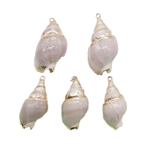 Pendentif en Conque 3D Naturelle Avec Bordure Métallique Breloques d'Escargot de Mer Pour DIY Fabrication de Bijoux Collier