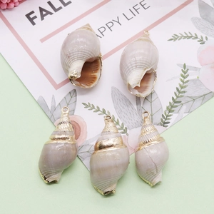 Pendentifs en coquillage naturel avec bordure dorée pour bijoux et colliers DIY