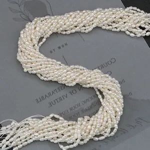 Perlas de arroz naturales de agua dulce blancas para creación de joyas DIY y collares