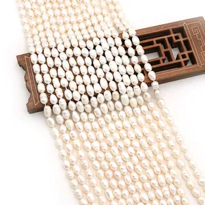 Natural Freshwater Pearl Rice Beads For DIY Necklace Bracelet Jewelry Making Cultured Baroque Pearl String Accessories
