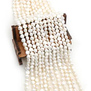 Natural Freshwater Pearl Beads For DIY Necklace Bracelet Making Horizontal Hole Rice White Loose Freshwater Pearl Strand
