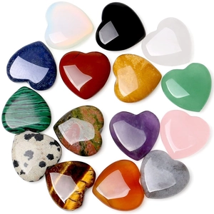 Heart Shape Natural Stone Crystal Agate Polished Loose Beads For DIY Jewelry Making Accessories Healing Stone Decor
