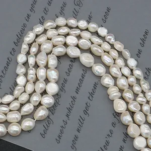 Natural white baroque freshwater pearl necklace strands with irregular shapes and high luster