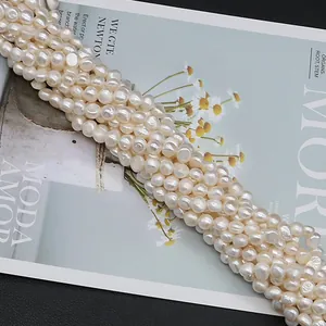 Natural white freshwater baroque pearls in multi-strand stacks for DIY jewelry making