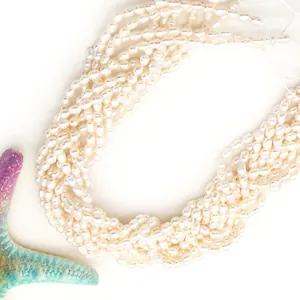 Natural freshwater rice pearls in multiple strands for DIY jewelry making and necklaces
