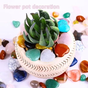 Mix of heart shaped natural crystal stones for flower pot decoration and DIY crafts