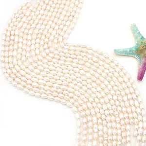 Natural white freshwater oval pearl beads strand for DIY necklace and jewelry making