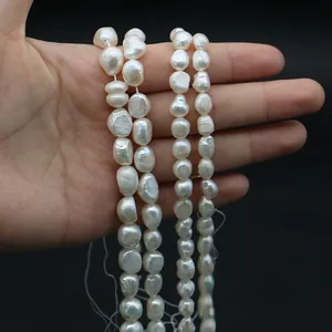 Natural white baroque freshwater pearl beads strand for handmade DIY jewelry crafting