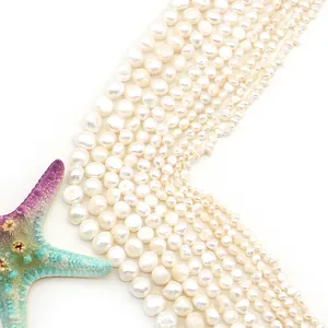 Natural white baroque freshwater pearl strands in various sizes for DIY jewelry making