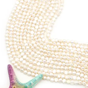 Natural baroque freshwater pearl strands for DIY jewelry making with sea star decor