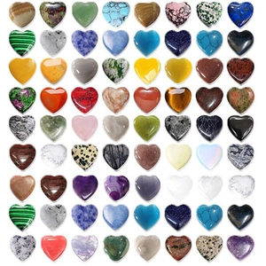 Polished heart-shaped natural crystal stone beads including amethyst for DIY jewelry