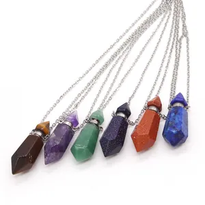 Naturstein Sechseck Parfümflasche Anhänger Halskette Edelstahlkette Aromatherapie Ätherisches Öl Diffusor Schmuck
