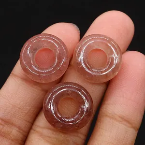 Natürliche Erdbeerquarz Donut-Perlen für handgemachte DIY-Schmuck Halskettenherstellung