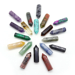 Natural Stone Hexagonal Crystal Point Beads Healing Quartz Prism Single Point For DIY Jewelry Making Decoration Multicolor