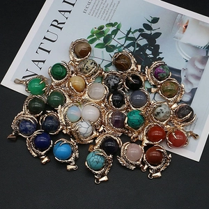 Natural stone dragon claw pendants with diverse semi-precious gems in gold plated settings