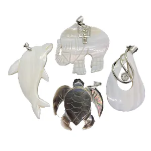 Natural Seawater Shell Dolphin Sea Turtle Shape Pendant Only (Without Chain) For DIY Necklace Jewelry Making Accessories