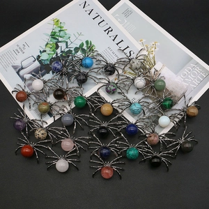 Spider pendants collection with various natural semi-precious stones and silver metal legs