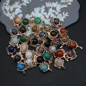 Collection of dragon claw natural stone pendants in gold plating for DIY jewelry