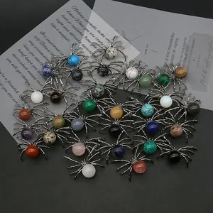 Spider shaped natural stone pendants with turquoise and agate in diverse color styles