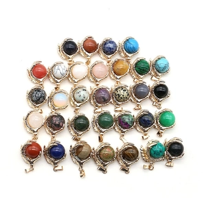 Assorted natural stone dragon claw pendants with gold plated holders for DIY necklaces