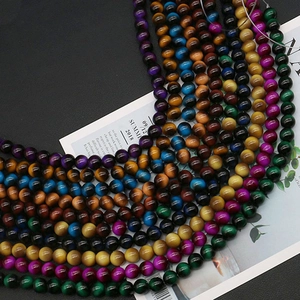 Polished multi-color tiger eye glass beads for handmade DIY jewelry bracelets