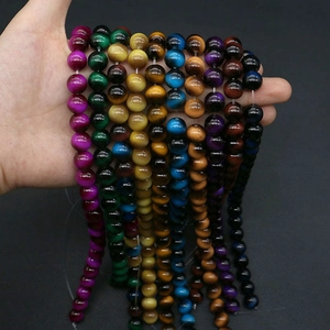 Handheld multi-colored glass tiger eye beads strand for DIY necklace and bracelet jewelry