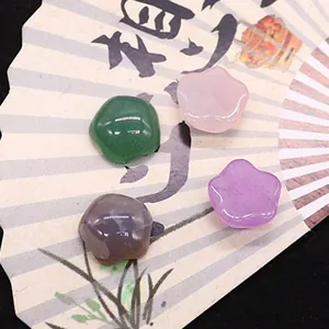 Green Aventurine five-petal flower stone beads for handmade DIY jewelry making