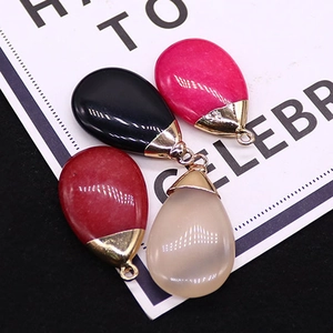 Water drop natural stone pendants in four colors with gold metal hooks for DIY jewelry