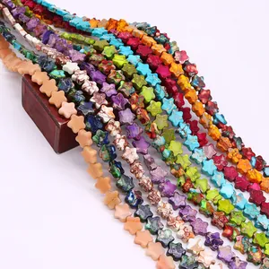 Natural Stone Five-petal Flower Beads Polished Emperor Stone Star Shape Loose Beads For DIY Jewelry Making Accessories
