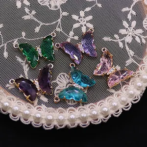 Facettierte Schmetterling Anhänger mit Goldrahmen für DIY Schmuckherstellung