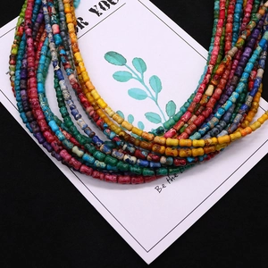 Perles de pierre empereur cylindriques colorées pour fabrication de bijoux DIY