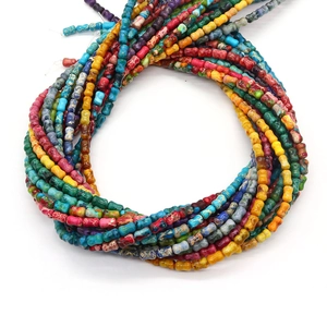 Perles cylindriques en pierre impériale colorée pour bijoux et bracelets DIY