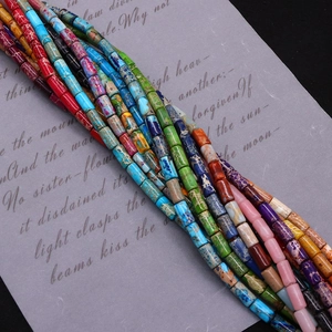 Colorful cylindrical emperor stone tube beads with natural texture for DIY jewelry making