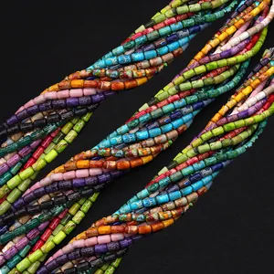 Perles cylindriques en jaspe impérial coloré pour colliers DIY et accessoires de bijoux