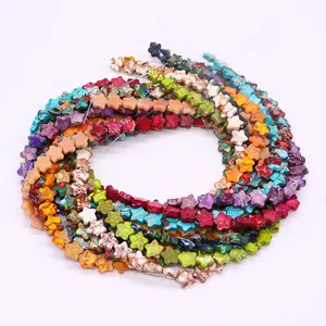 Star-shaped natural stone beads in assorted vibrant colors for DIY jewelry necklaces