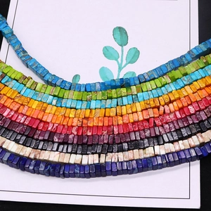 Perle rettangolari piatte in pietra imperiale multicolore per gioielli fai-da-te