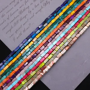 Colorful flat rectangular imperial stone beads for DIY jewelry making accessories