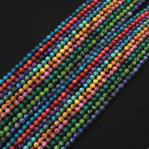 Vibrant 8mm round natural stone beads with colorful marble texture for DIY jewelry making