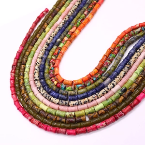 Mélange arc-en-ciel de perles cylindriques en pierre naturelle pour création bijoux