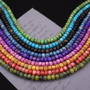 Bunte Naturstein-Perlen in flacher runder Form für DIY-Schmuck und Halsketten