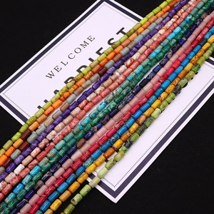 Kleurrijke cilindrische keizersteen kralen voor DIY sieraden met natuurlijke minerale textuur