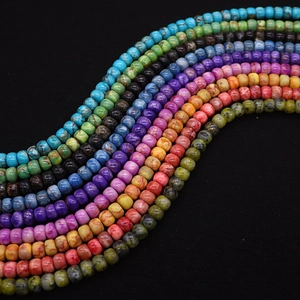 Bunte flache Natursteinperlen für DIY Schmuckherstellung im lebhaften Regenbogen-Mix