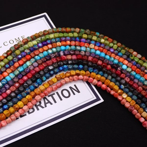 Perle quadrate naturali in pietra imperatore multicolore per la creazione di collane fai da te