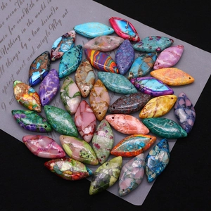 Pendentifs losange multicolores en pierre impériale 15x34mm pour création de bijoux DIY
