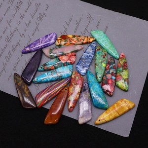Mixed set of colorful irregular turquoise pendants in triangular shapes for DIY jewelry