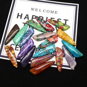 Variety of colorful stone dagger-shaped pendants for DIY jewelry necklace making