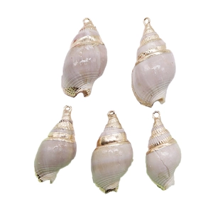 Natural Seashell Conch Pendant Gold Plated Edge Spiral Shell Charm For DIY Jewelry Making Necklace Craft Ocean Style Accessory